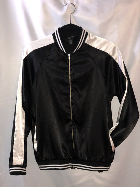black and white satin bomber jacket