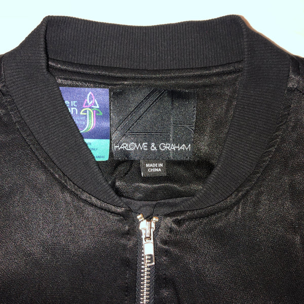 black satin bomber jacket