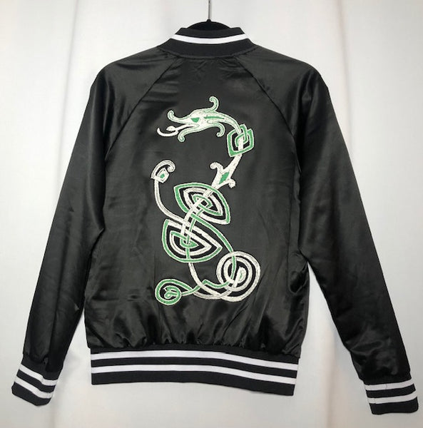 black satin bomber jacket