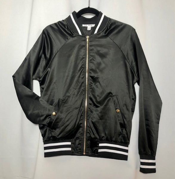 black satin bomber jacket