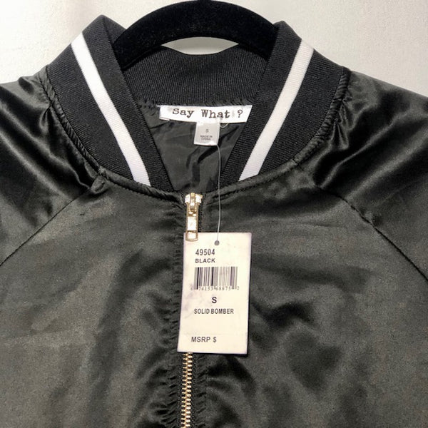 black satin bomber jacket