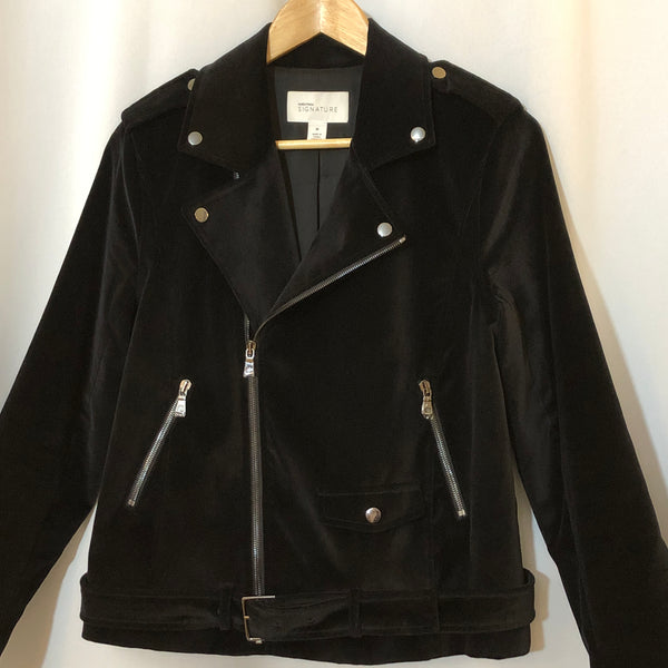black velvet moto jacket
