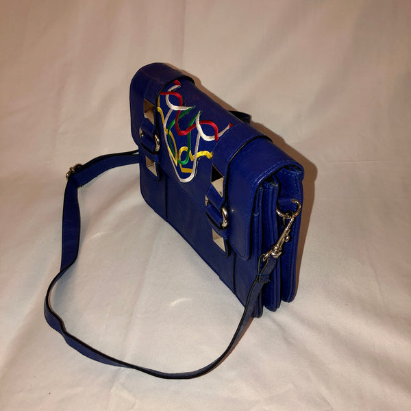 royal blue mini messenger handbag