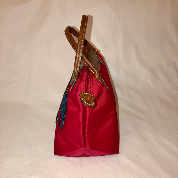 red small handbag