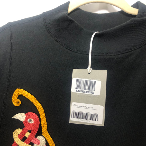 black mock neck sweatshirt
