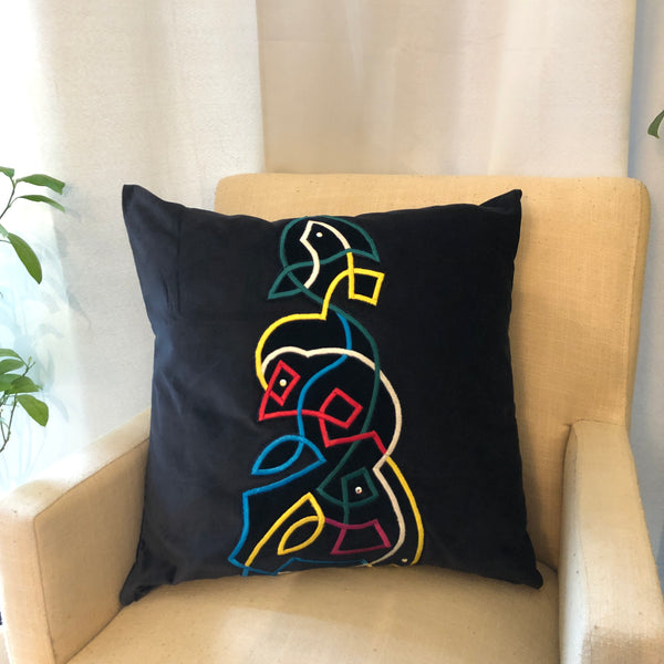 navy velvet pillow - vertical