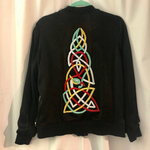 black satin bomber jacket
