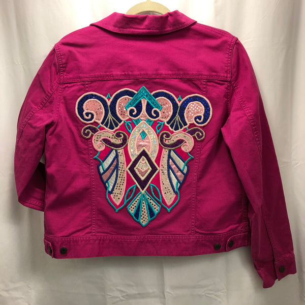 pink denim jacket