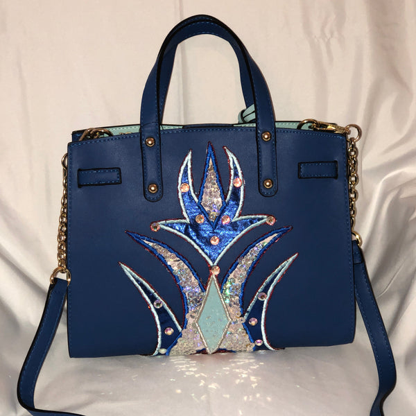 blue sparkle crossbody handbag