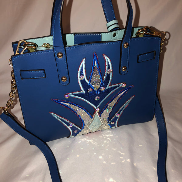 blue sparkle crossbody handbag