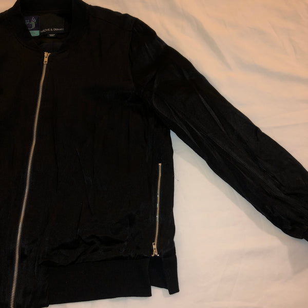 black satin bomber jacket