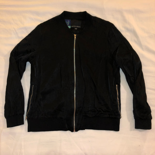black satin bomber jacket