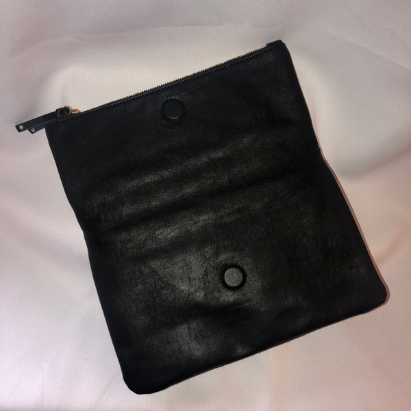 black faux suede/leather clutch