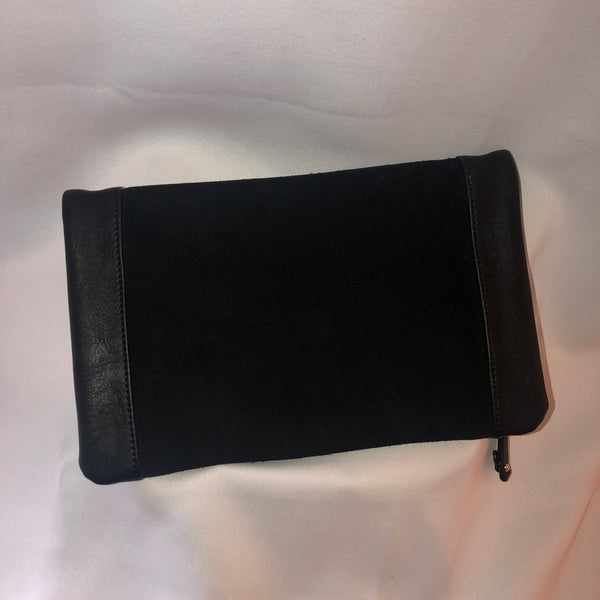 black faux suede/leather clutch