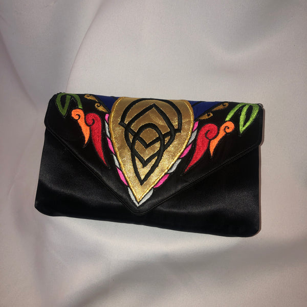 black satin envelope purse