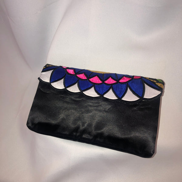 black satin envelope purse