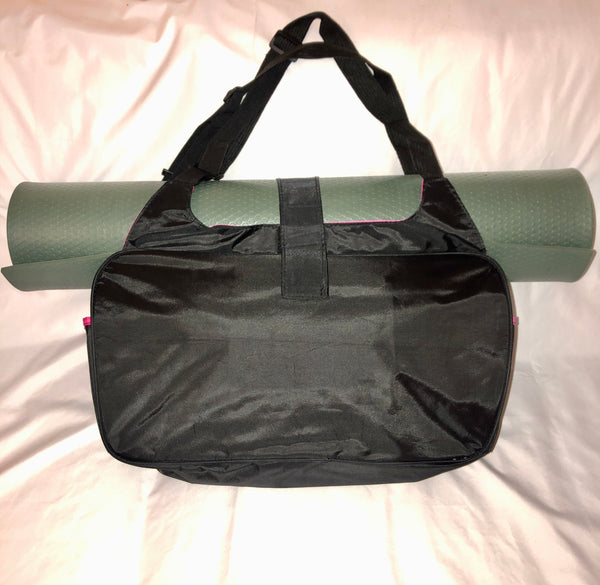 pink & black yoga duffel bag