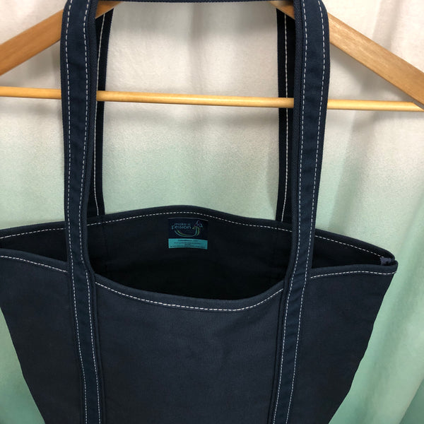 navy blue open top tote bag